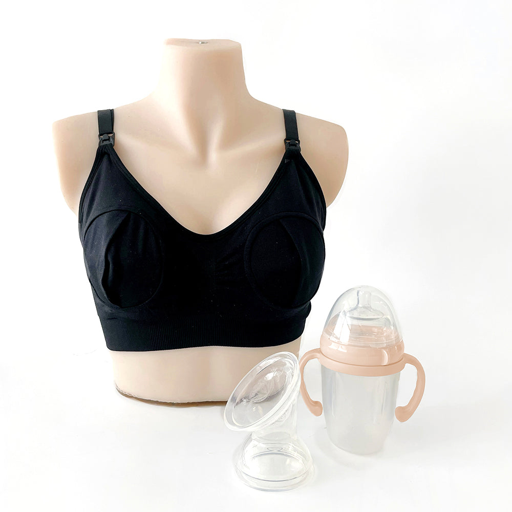 Hands-Free Pumping Bra, Breastfeeding Bra, Nursing Bra, Adjustable and  Wire-Free, Suitable for Breast Pumps, S-XXL, M, Grey